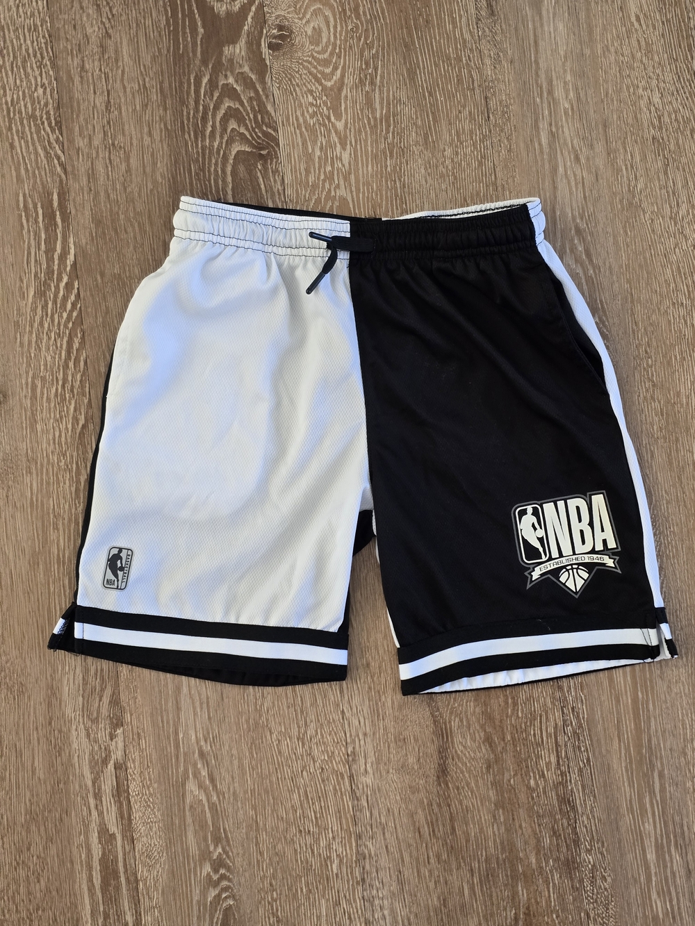 NBA Black and White Split-Panel Kids Basketball Shorts